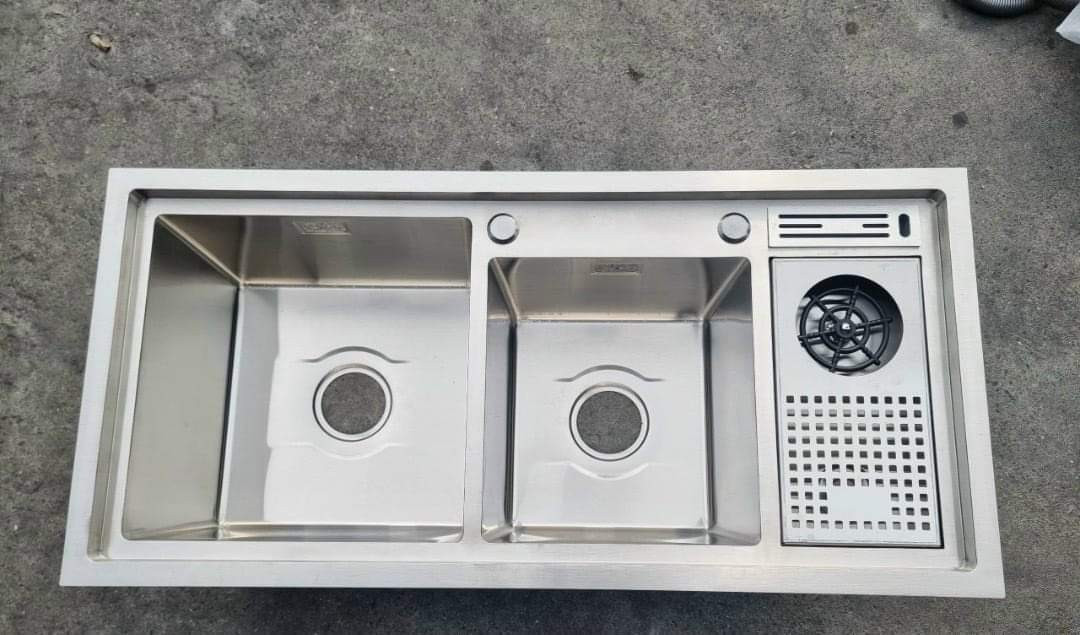 Chậu 2 hố 1m inox 304