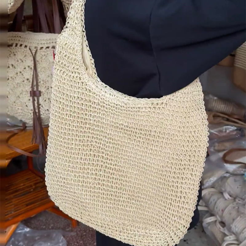 Túi Cói Hobo Đeo Vai Cỡ Lớn Phong Cách Bohemian