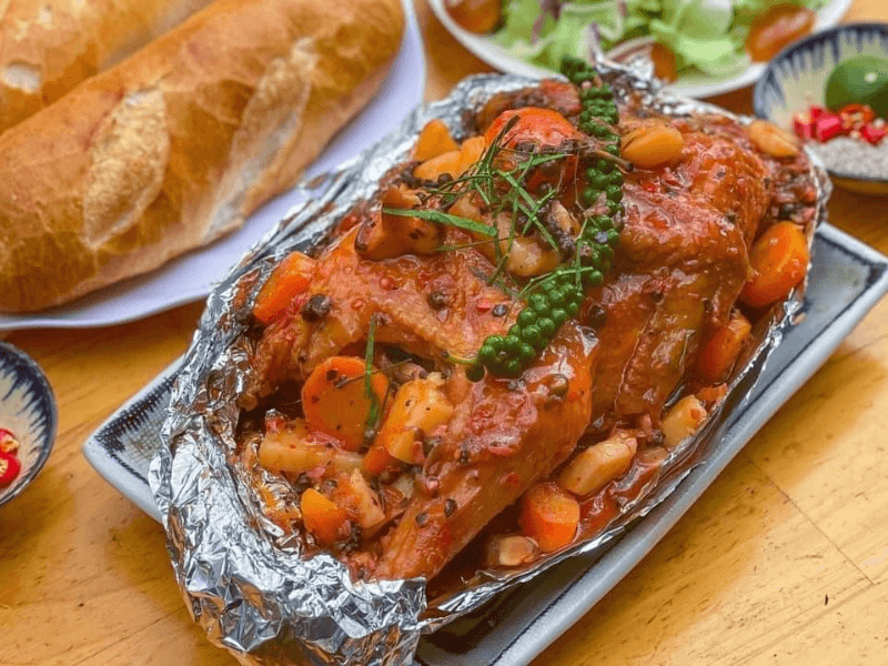 Gà nướng sốt tiêu xanh