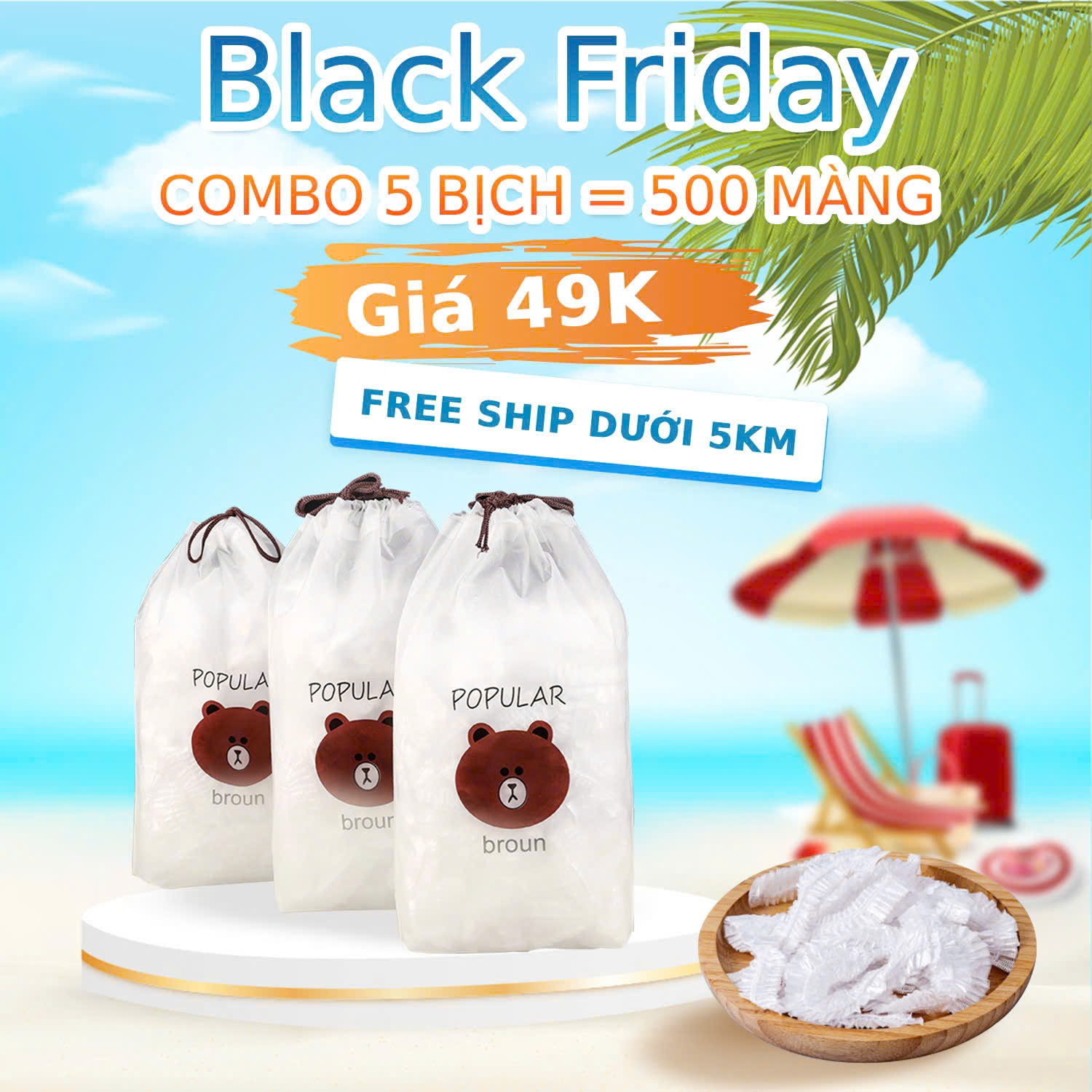 Combo 5 Bịch Màng Bọc Thực Phẩm Con Gấu