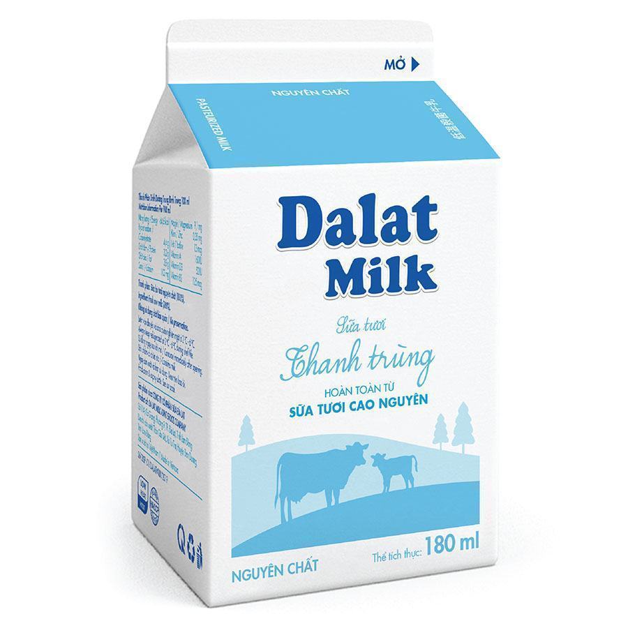Sữa thanh trùng Dalat milk 180ml không đường